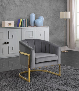 Carter Velvet Upholstered Accent Chair, Gray