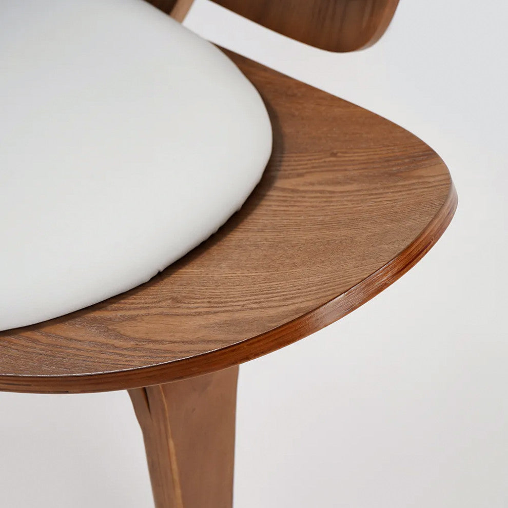 Modern Tripod Black Leather Shell Lounge Chair With Single Side, White