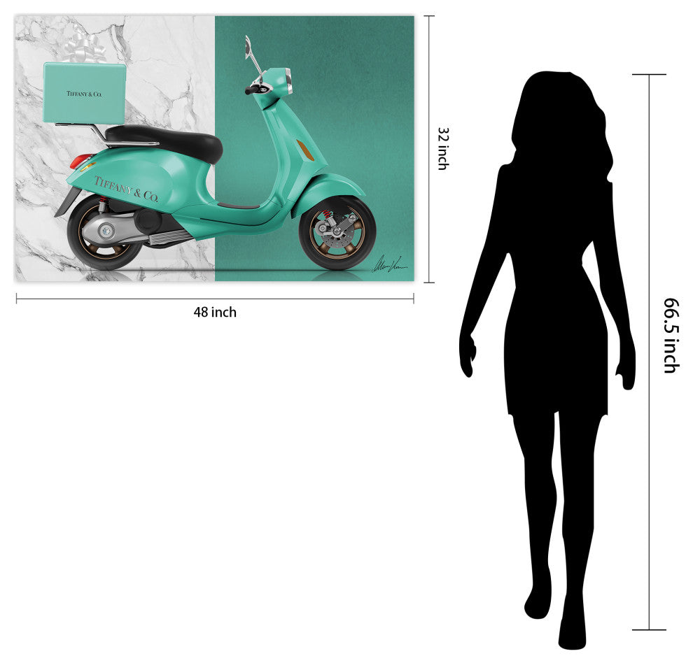 "Tiffany Delivery" Frameless Free Floating Tempered Glass Panel Graphic Wall Art