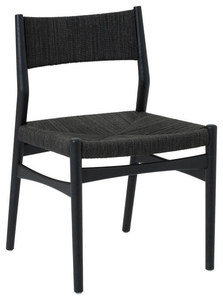 Erie, Black Woven Paper Cord and Wood, Dining Chairs, 18", Set of 2