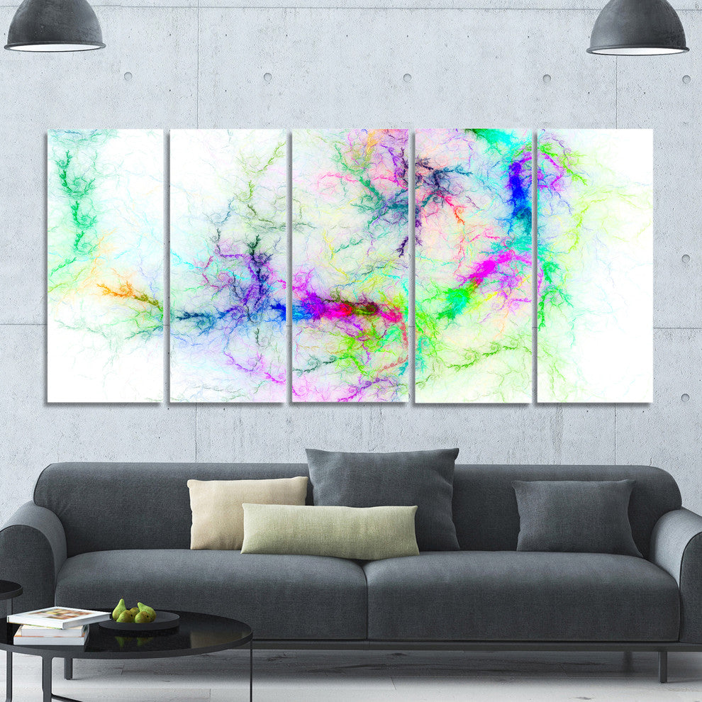 Stormy Sky Fierce Lightning, Abstract Art on Canvas, 60"x28", 5 Panels