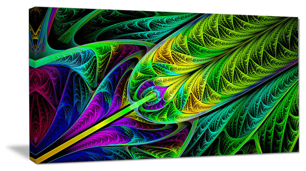 Green Stained Glass Texture, Oversized Abstract Canvas Art Print, 60x28