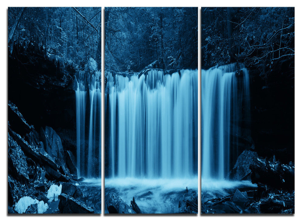 "Waterfalls in Wood Black and White" Metal Wall Art, 3 Panels, 36"x28"