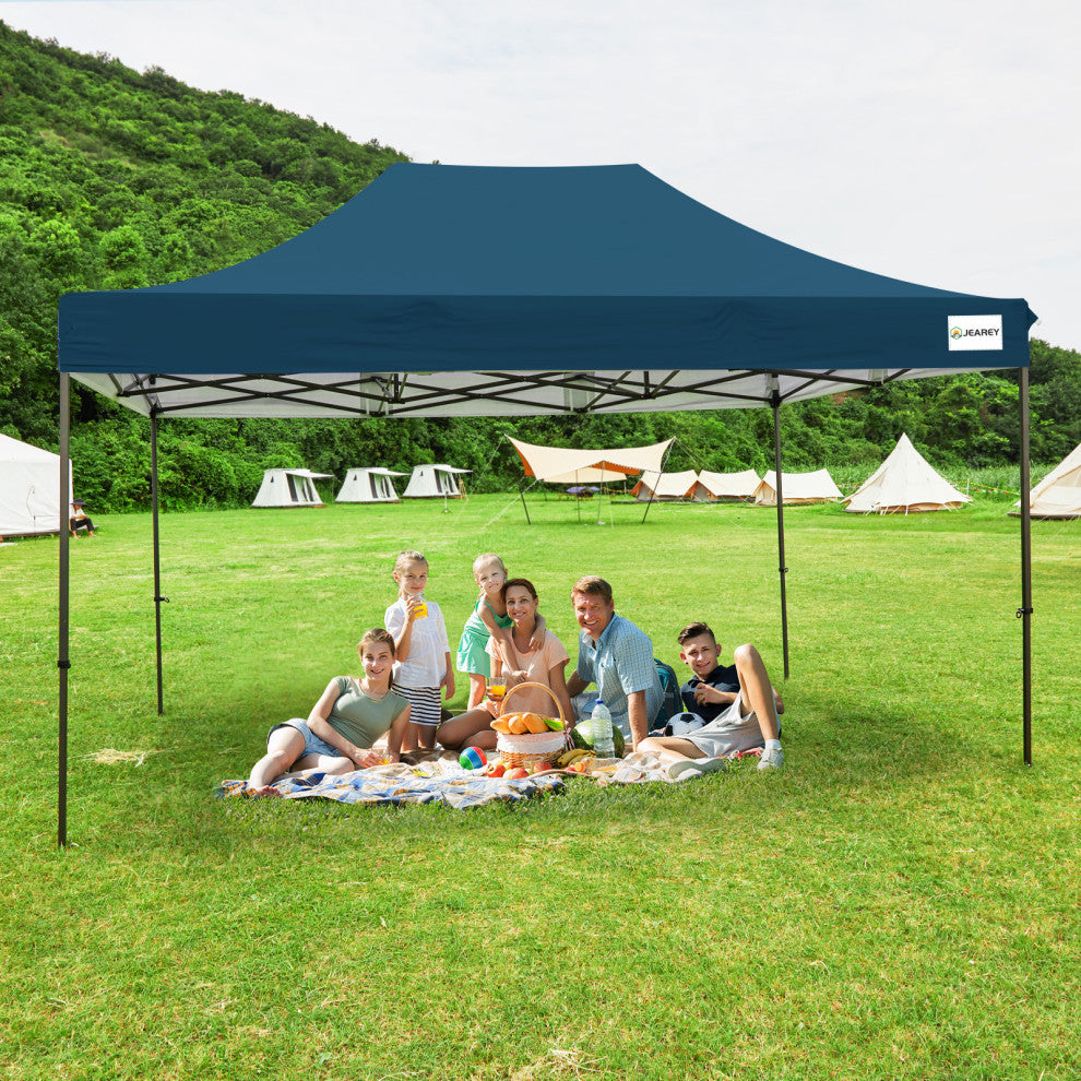 JEAREY Pop Up Canopy Tent, Outdoor Canopy, 4 Sand Bags, Navy, 10x15ft
