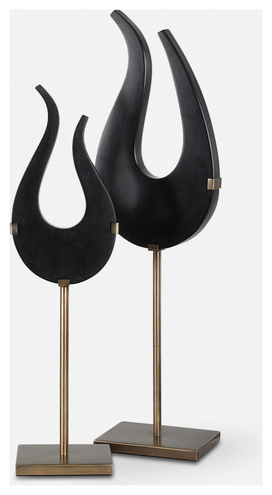 Uttermost Black Flame Sculptures, Set of 2