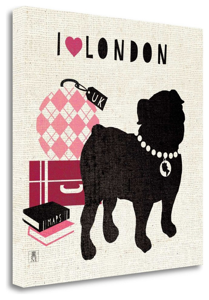 "London Pooch" By Studio Mousseau, Giclee Print on Gallery Wrap Canvas