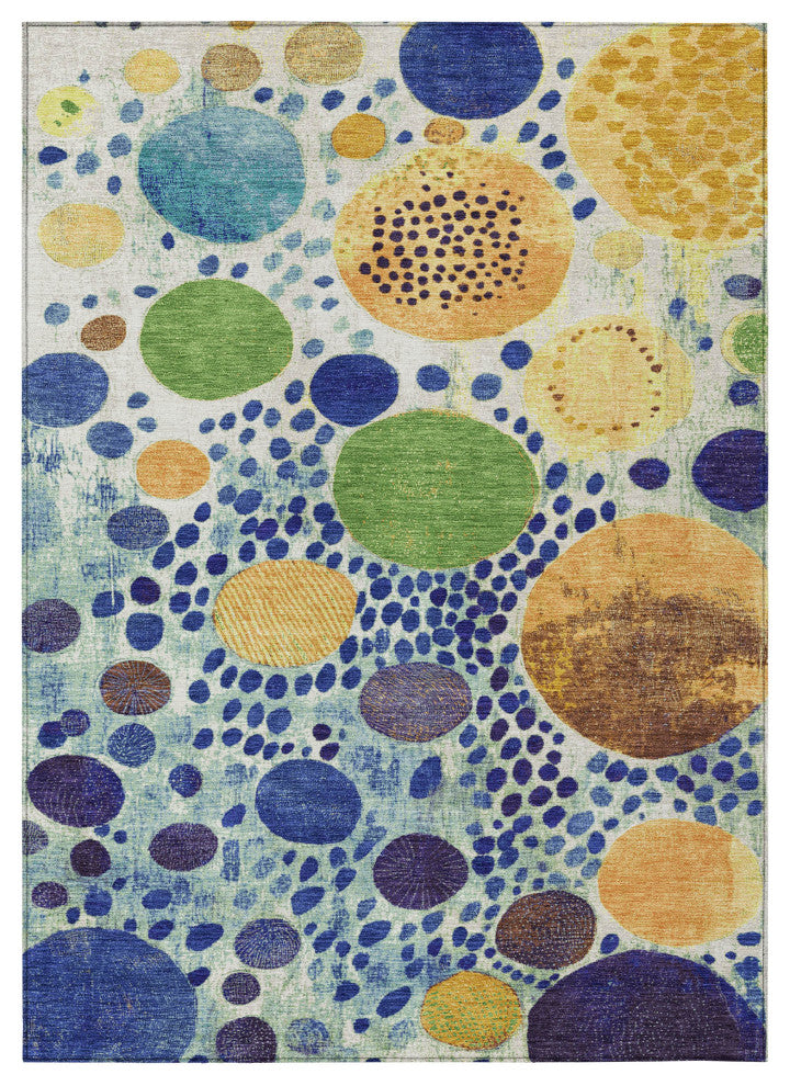 Machine Washable Indoor/Outdoor Chantille ACN1895 Navy 5' x 7'6" Rug