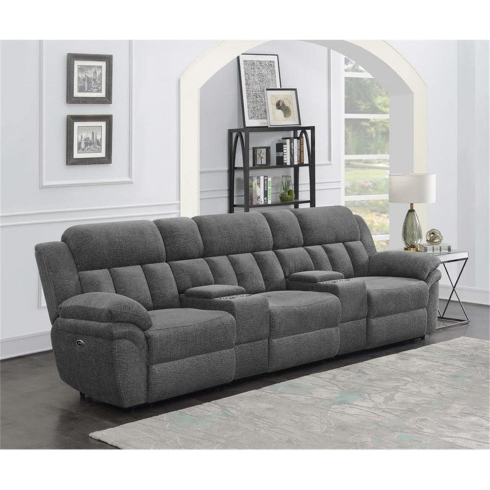 Pemberly Row 5-Piece Upholstered Theater Seating in Charcoal