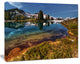 Curving Mountain Lake Shore, Extra Large Landscape Canvas Art Print, 60"x28"