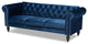 Bowery Hill Navy Blue Velvet Upholstered Button Tufted Chesterfield Sofa