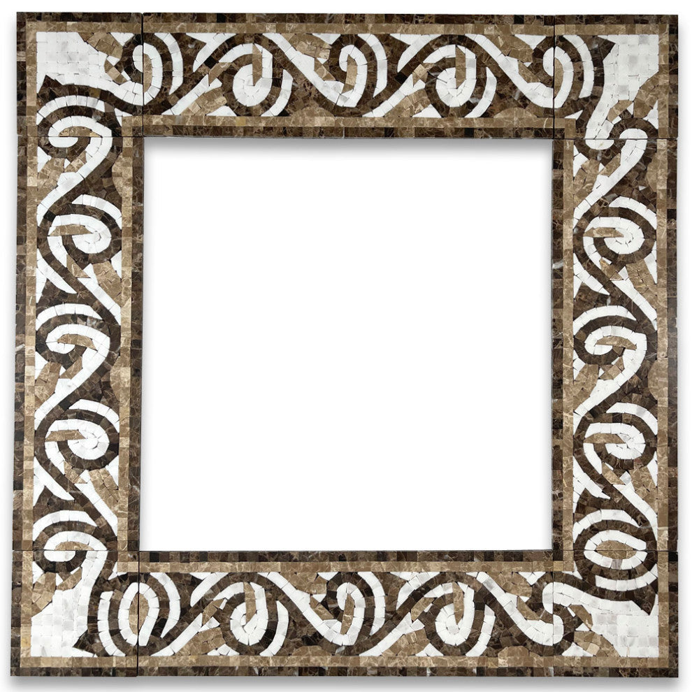 Marble Mosaic Border Listello Tile Garden Emperador 4.7x15.7 Polished, 1 piece