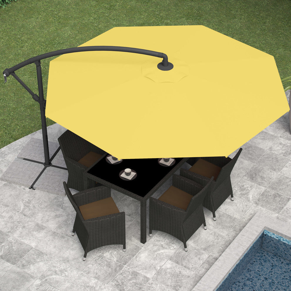 CorLiving 9.5ft Yellow Fabric Offset Tilting Patio Umbrella with Steel Frame