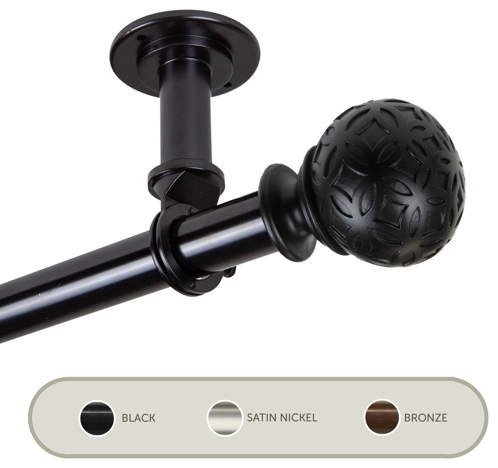 Plaid Ceiling 1" Curtain Rod/Room Divider, Black, 66-120"
