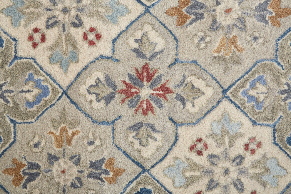 Weave & Wander Mattias Persian Fog Gray/Blue/Red Rug, 2' X 3'