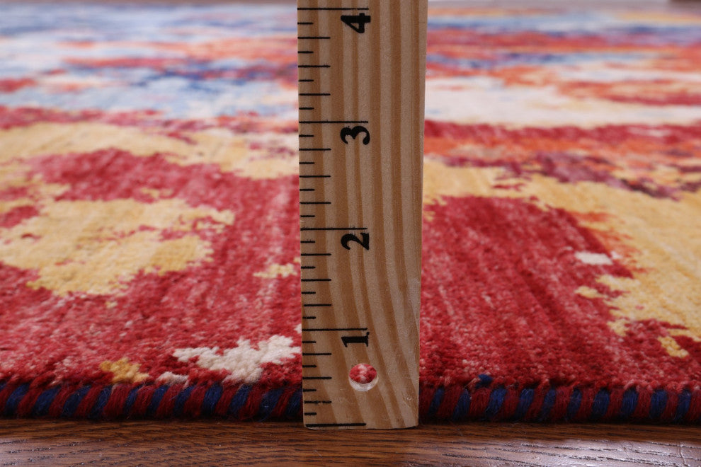 9' 10" X 13' 7" Handmade Modern Abstract Wool Rug Q9661