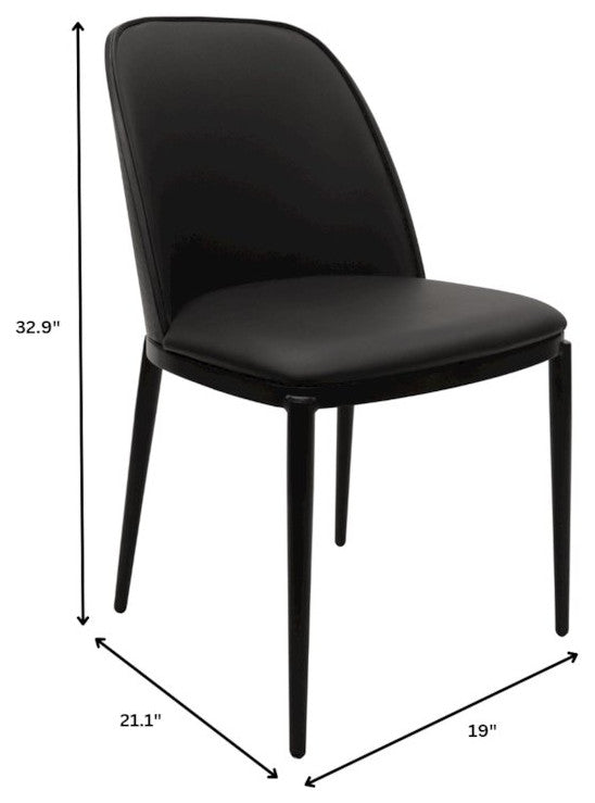 Tule Collection Dining Chair, Black Frame With Black Leather