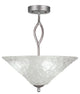 Revo Semi-Flush With 3 Bulbs, With 16" Italian Bubble Glass, Aged Silver