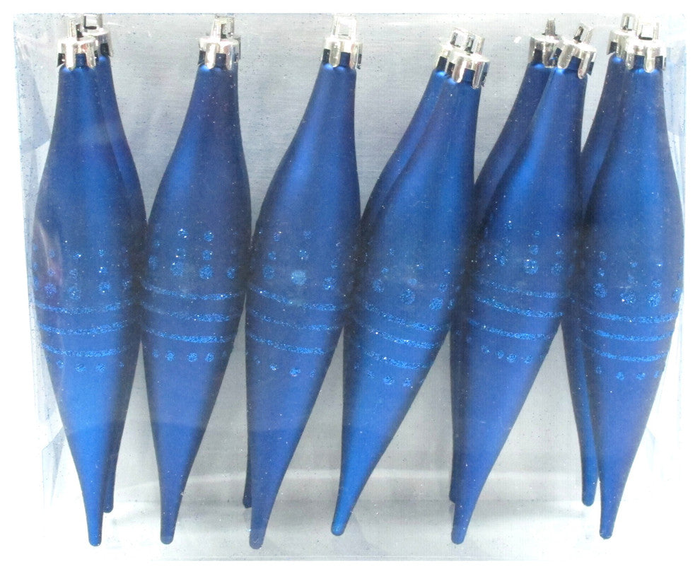 Blue Finial Ornament With Dot Design 12-Pack