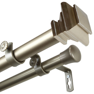 Helen 1" Double Curtain Rod, Light Gold, 66-120"