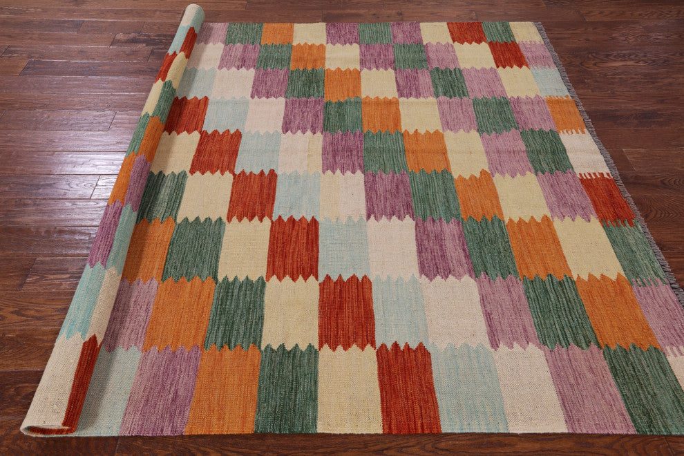 6' 10" X 9' 6" Wool On Wool Flat Weave Kilim Rug - Q12598