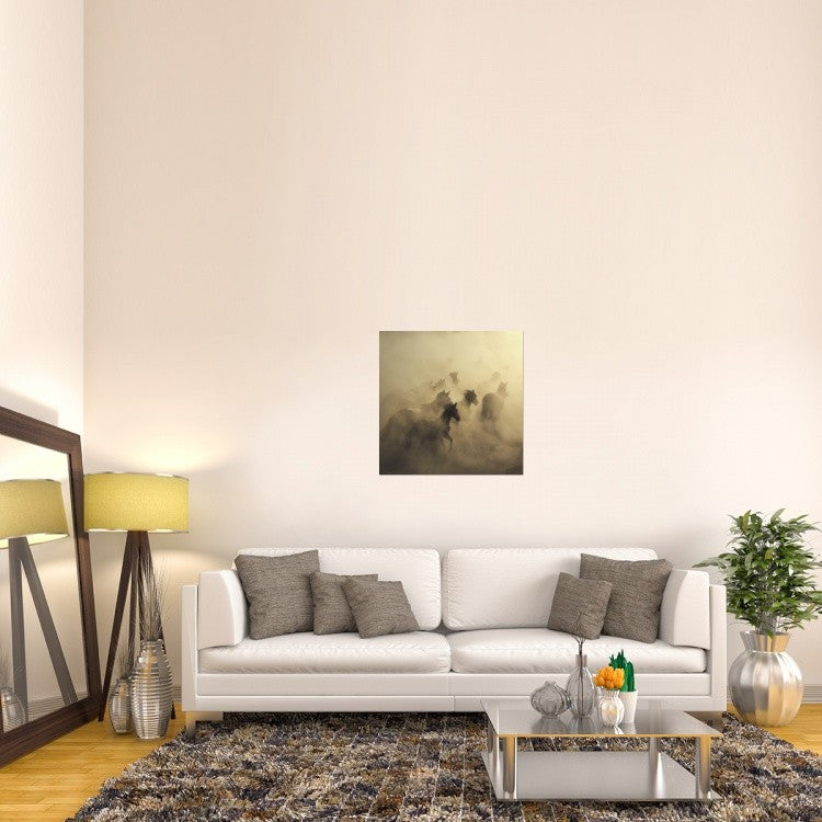 "Migration Of Horses" Stretched Canvas Giclee by Huseyin Taskin, 30x30"