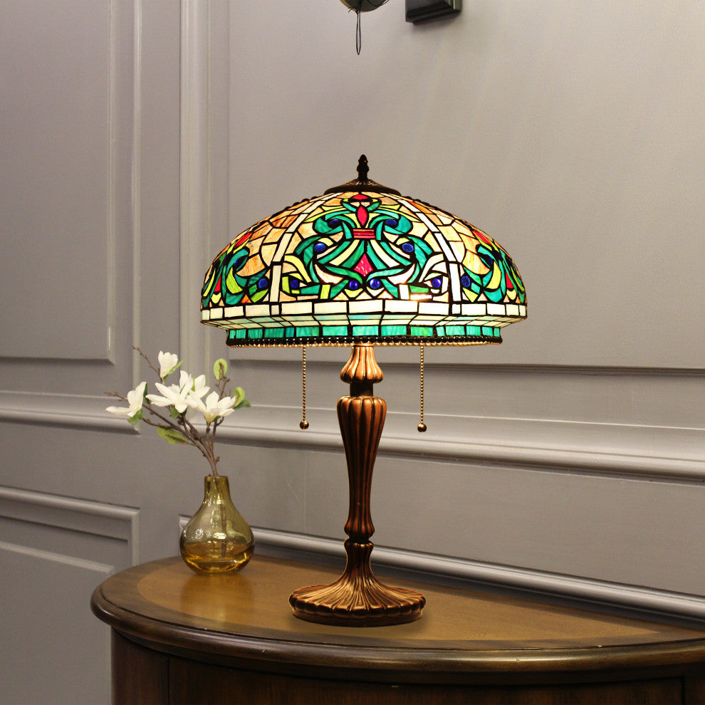 Doloris Tiffany-Style Victorian Stained Glass Table Lamp 17" Width