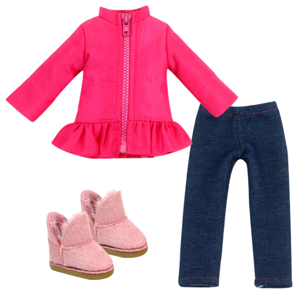 3 Pcs Winter Outfit with Boots for 14.5" Doll
