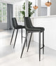 Bar Stool Chair Barstool, Set of 2, Steel Metal, Fabric, Black, Black, Cafe