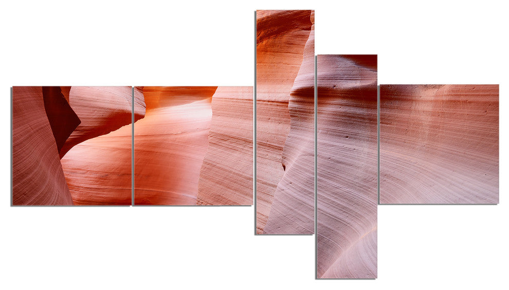 Sun Rays in Antelope Canyon, Landscape Photo Canvas Print, 60"x32", 5 panels