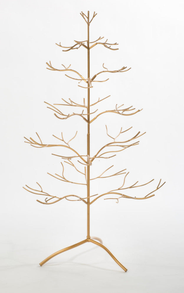 36"H Metal Ornament Tree, Gold