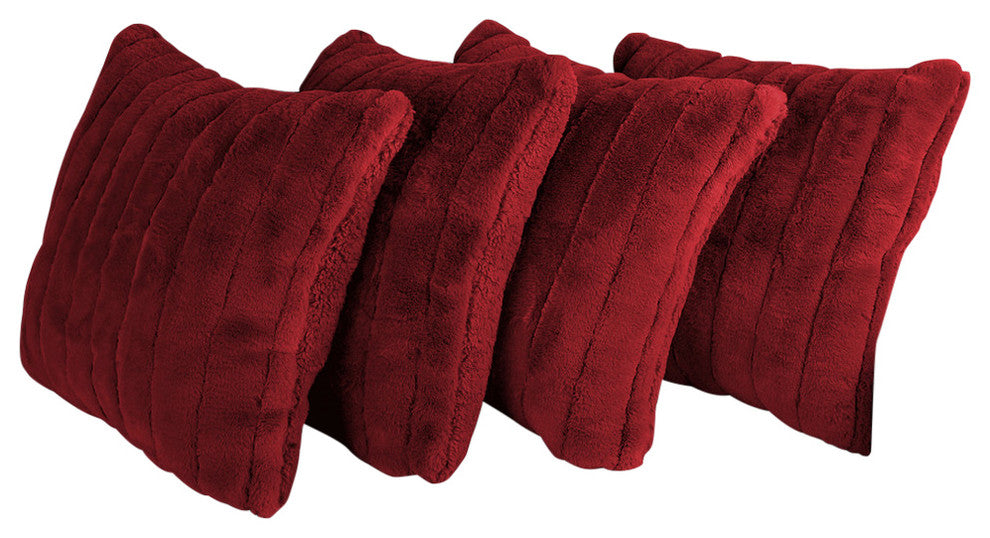 Super Mink Throw Pillow Covers, Set of 4, Jester Red, 20''x20''