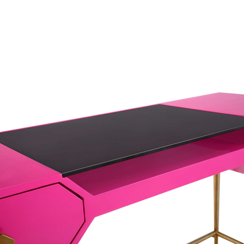 TOV Furniture Bajo Pink Lacquer Desk