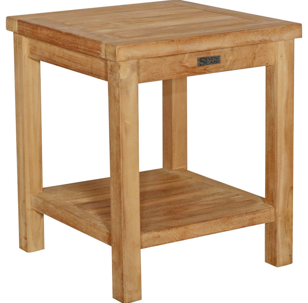 Teak Wood Bermuda Bathroom Shower Stool, Small
