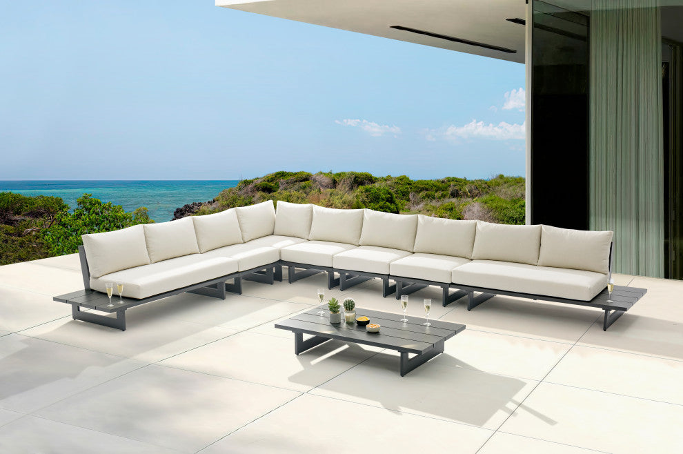 Maldives Cream Water Resistant Fabric Outdoor Patio Modular Sectional