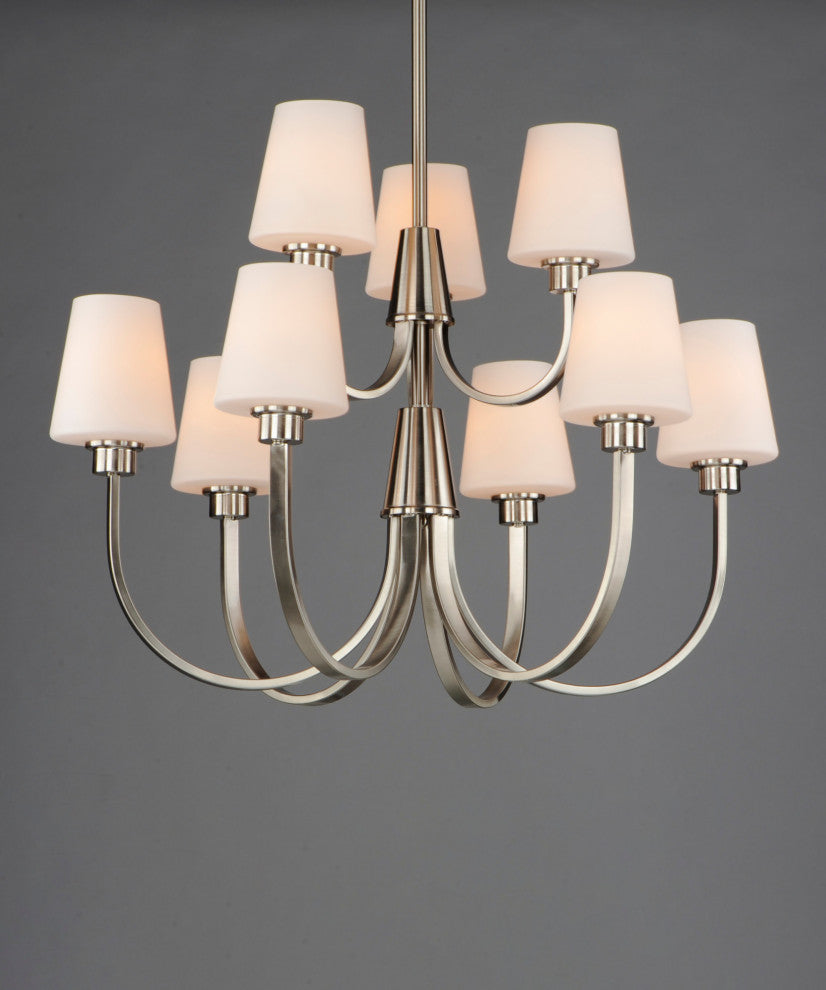 Maxim 11826SW Shelter 9 Light 30"W Chandelier - Satin Nickel