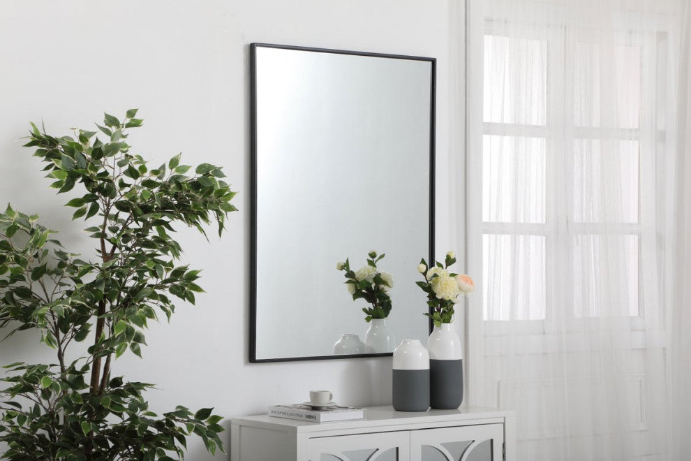 Elegant Decor MR43040BK Metal Frame Rectangle Mirror, 30", Black