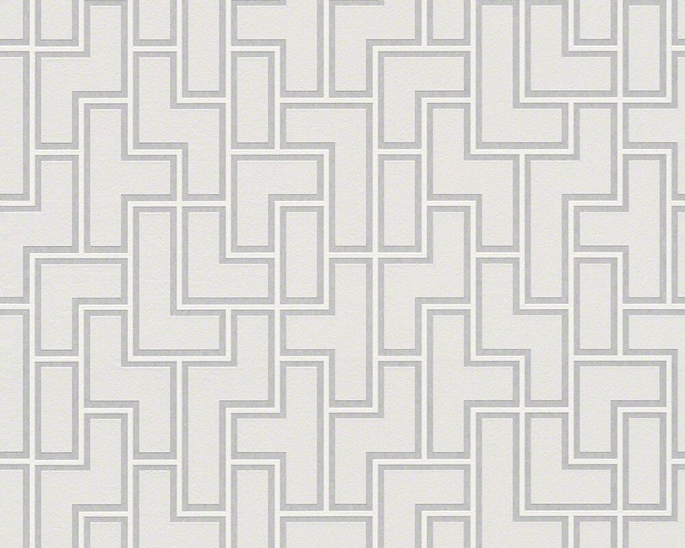 Metropolis, Urban Graphic Stripes Floral Textured Plain White Wallpaper Roll
