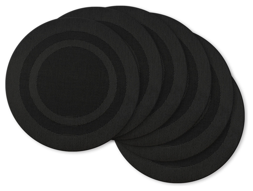 DII Black Round PVC Doubleframe Placemat, Set of 6