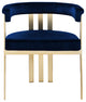 Marcello Upholstered Dining Chair, Navy, Velvet, Brushed Brass Finish