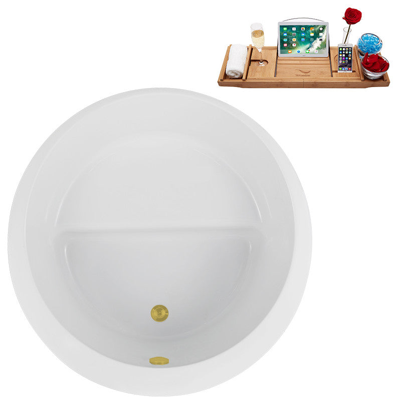 43" Streamline N3780BGL Soaking Freestanding Tub and Tray With Internal Drain