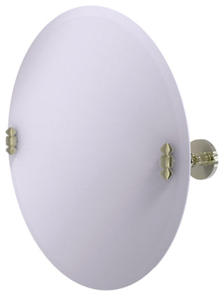 Frameless Round Beveled Edge Tilt Mirror, Polished Nickel