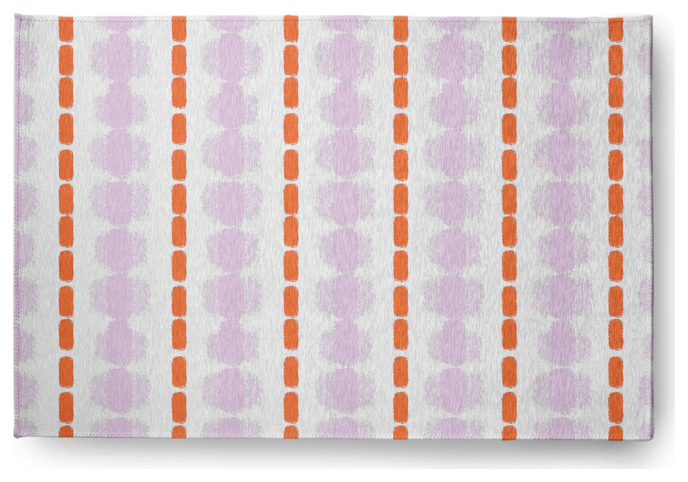 Watercolor Stripe Spring Chenille Rug, Purple-Orange, 4'x6'