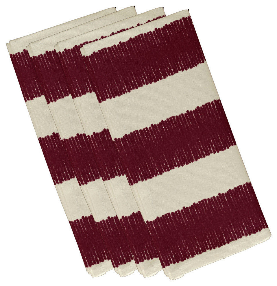 Twisted Stripe Stripe Print Napkin, Cranberry And Burgundy, Set of 4
