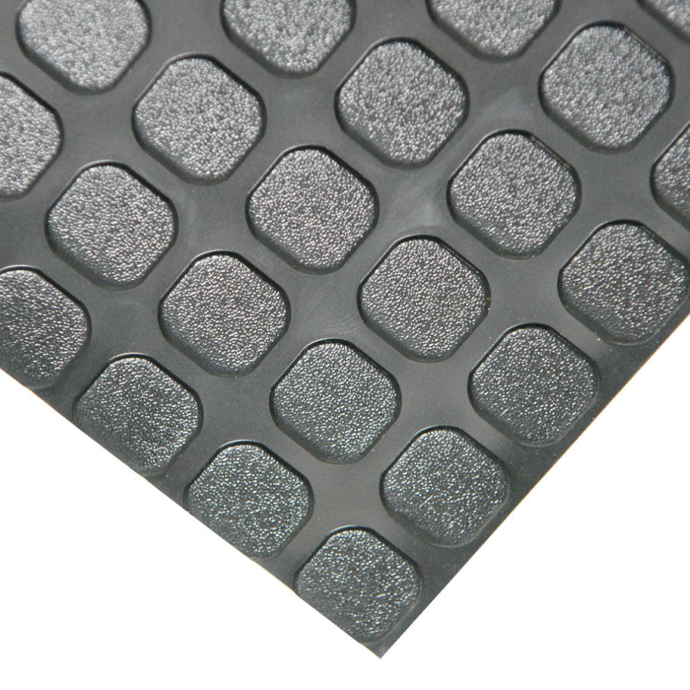 Rubber-Cal "Block-Grip" Rubber Flooring  - 3 Colors - Available in 17 Lengths, Black, 4ft W X 14ft L