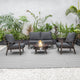 LeisureMod Walbrooke Patio Conversation Set With Fire Pit Table, Charcoal