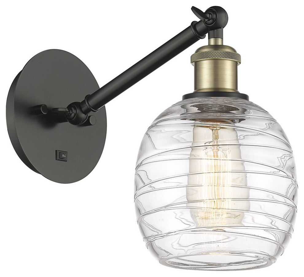 Innovations 317-1W-BAB-G1013-LED 1-Light Sconce, Black Antique Brass