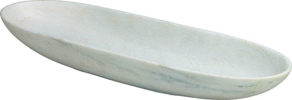 Long Oval Marble Bowl, Gray Marble
