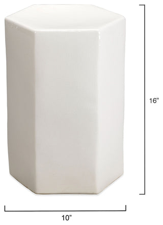 Porto Ceramic Indoor/Outdoor Side Table, White, Small