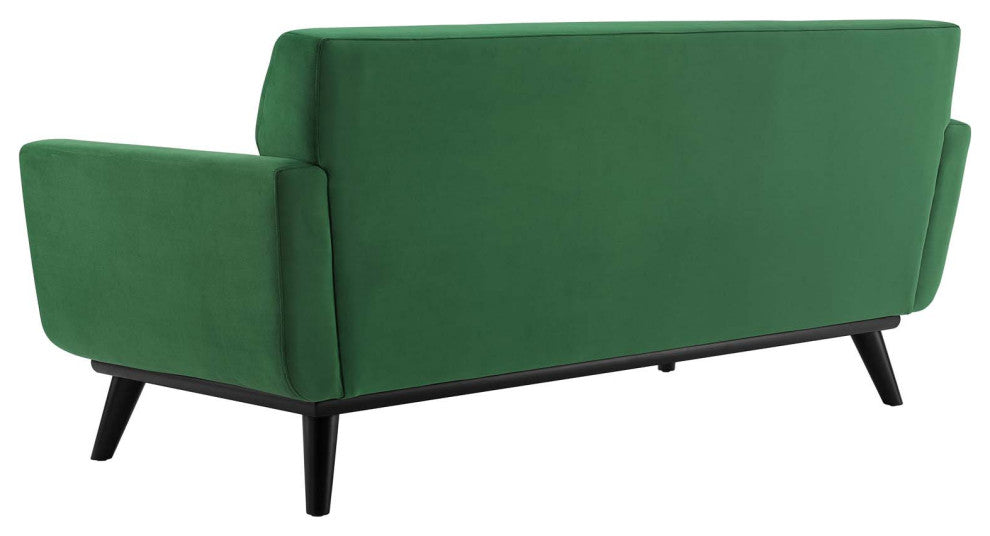 Tufted Loveseat Sofa, Velvet, Green, Modern, Living Lounge Hotel Hospitality