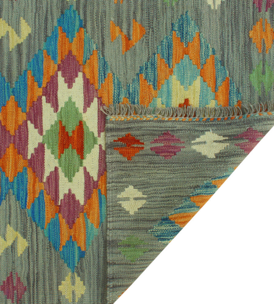 Sangat Kilim Arali Gray/Blue Runner, 2'8x9'10